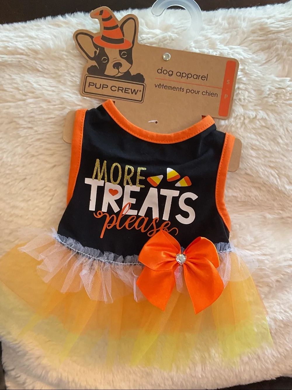 Pup Crew Black & Orange 'More Treats Please' Dog Dress